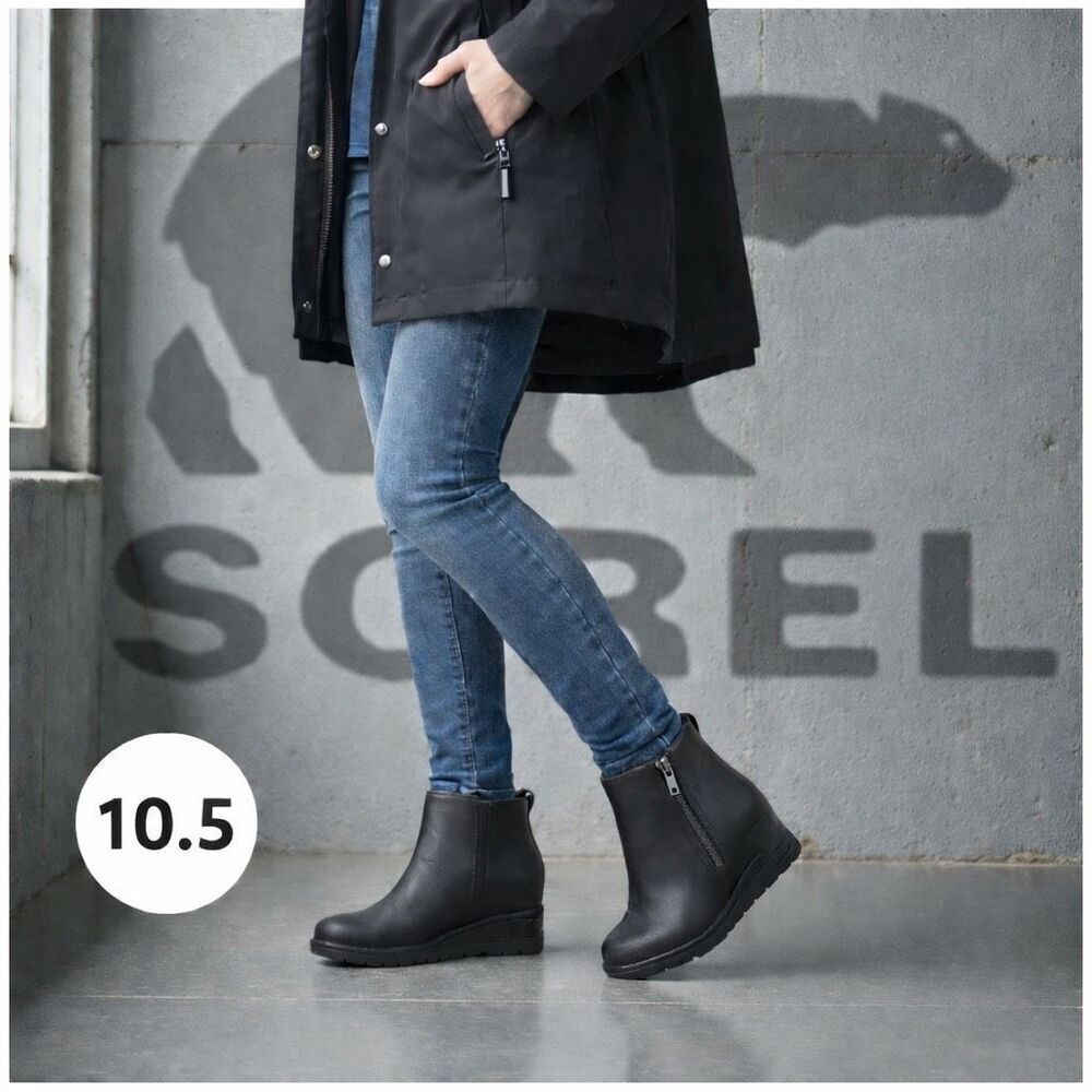 SOREL Evie II Waterproof Bootie Hidden Wedge 3” heel Women’s 10.5 Black MSRP$150